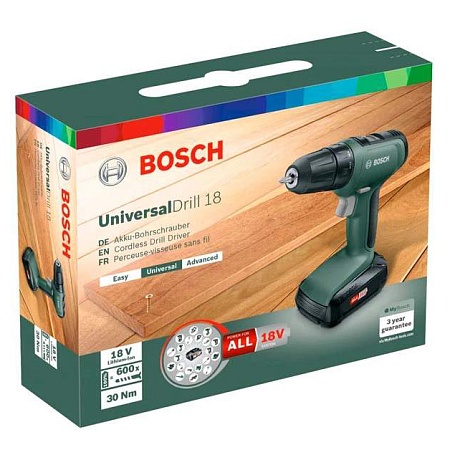 Аккумуляторная дрель-шуруповерт Bosch UniversalDrill18 (2 акк.) кейс