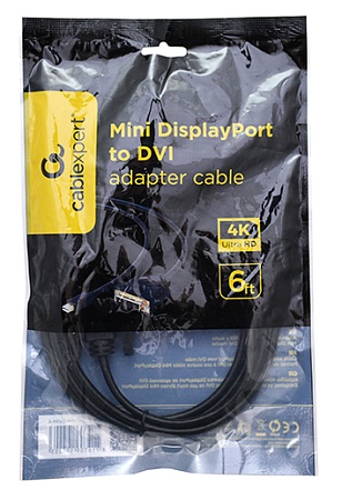 Кабель SVGA, MiniDisplayPort to DVI, 1.8m, Cablexpert CC-mDPM-DVIM-6