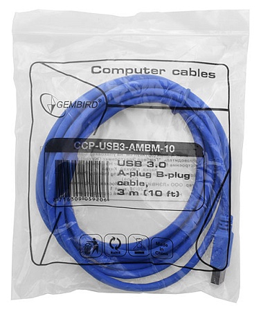 Кабель USB Type A-B Cablexpert CCP-USB3-AMBM-10